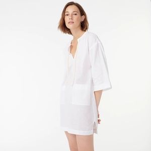 ✨NWT ✨ J. CREW Cotton Linen V Neck Pocket Beach Tunic Dress in White Sz XS